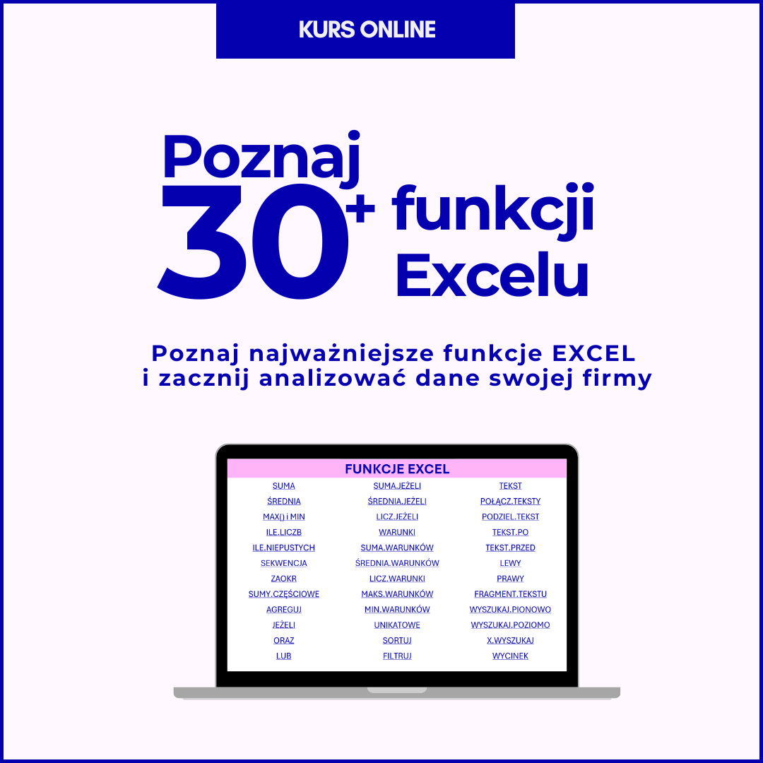 Poznaj 30+ funkcji EXCEL